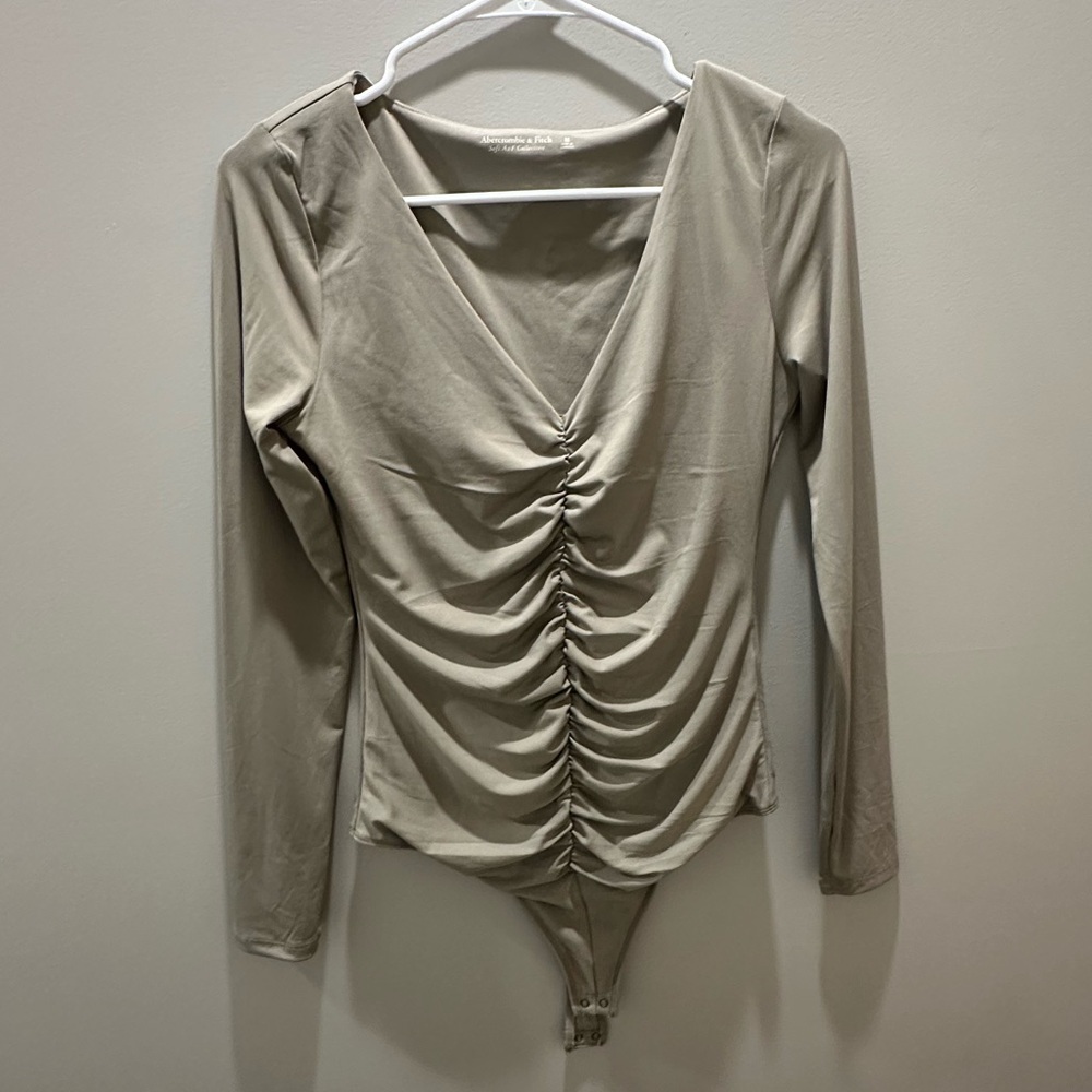 Abercrombie & Fitch Taupe Ruched Bodysuit
